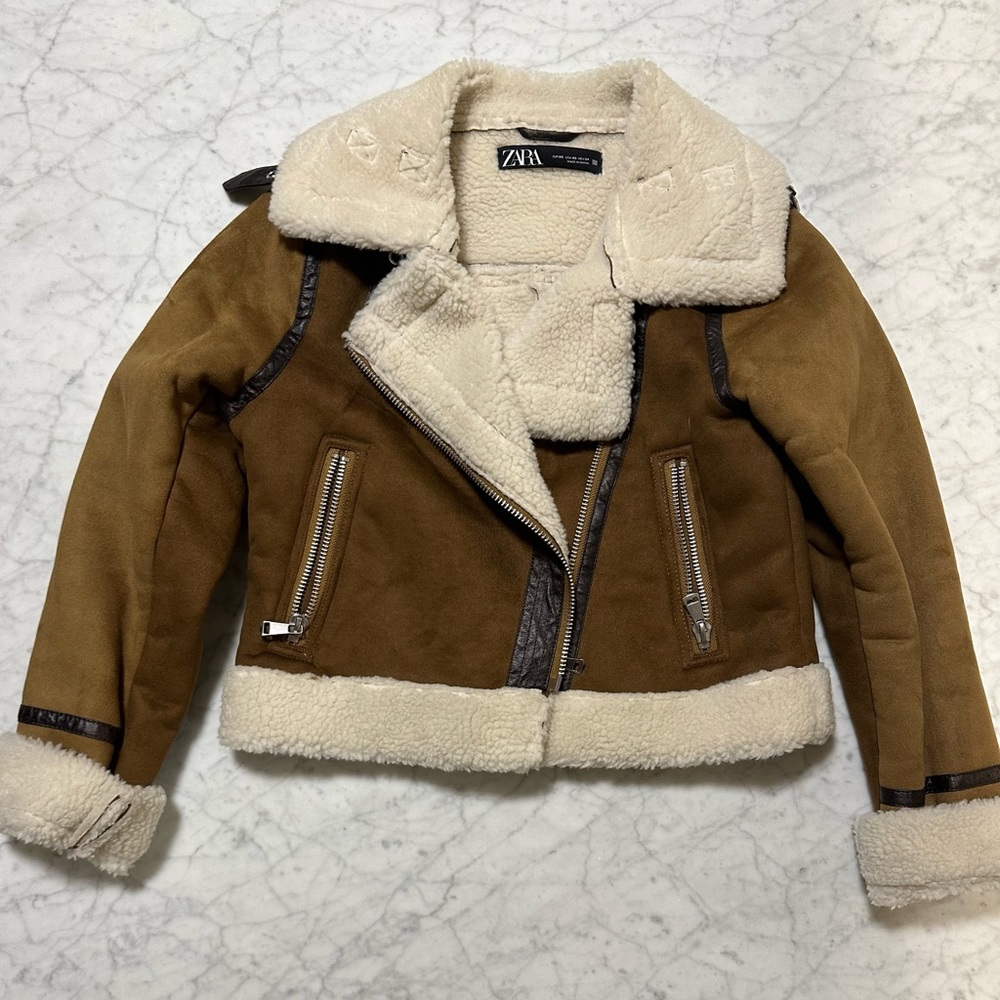 Double-sided Cropped Jacket - Women - Zara XS Brown - Perfect condition!